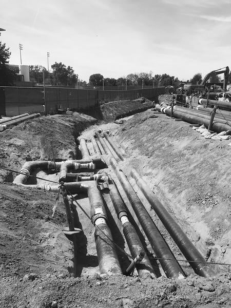 Installation of chilled water and steam pipe