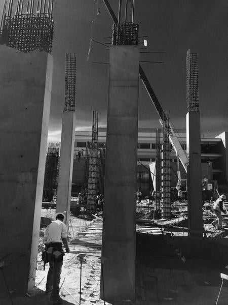 Ground floor columns going up!